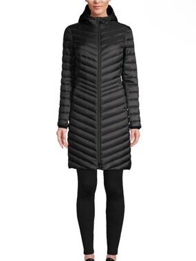 LANDS’ END Wanderweight Ultralight Packable Down Coat Hooded Black Women’s 1X